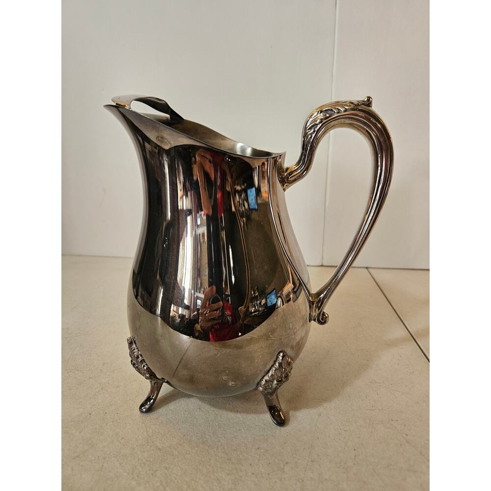 Vintage Pilgrim Silverplate Ornate Footed Pitcher with Ice Lip